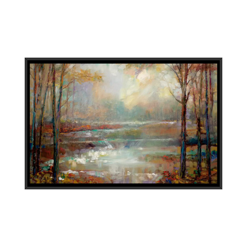 «Magical Spring» par Ruane Manning - reproduction d'art sur toile tendue, H 18 po x l 26 po, Toile avec cadre noir, Noir