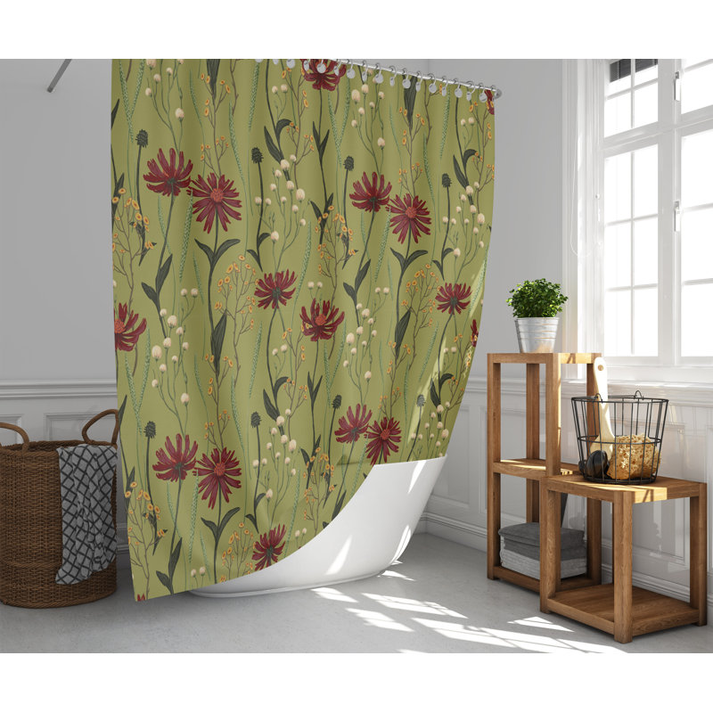 Adijah Floral Shower Curtain, 72" H x 70" W