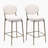 29'' Upholstered Bar Stools Velvet Counter Stool With Backrest & Footrest Set Of 2 Round Dining Chairs For Kitchen(Creamy White)-690943884