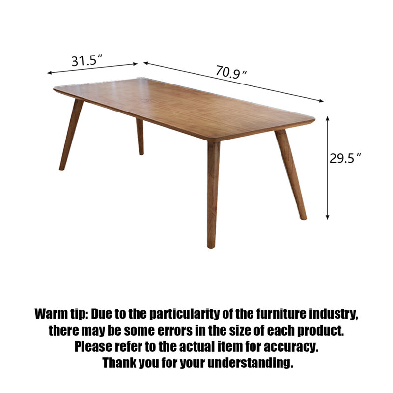 Bureau rectangulaire en bois massif Nordic, H 29,53 po x l 70,87 po x P 31,5 po