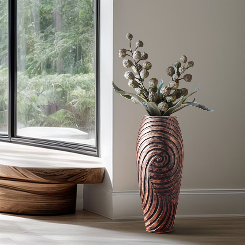 Vase de plancher 19,7 po en résine brune - Grand décor moderne pour salon / cuisine / chambre à coucher / foyer