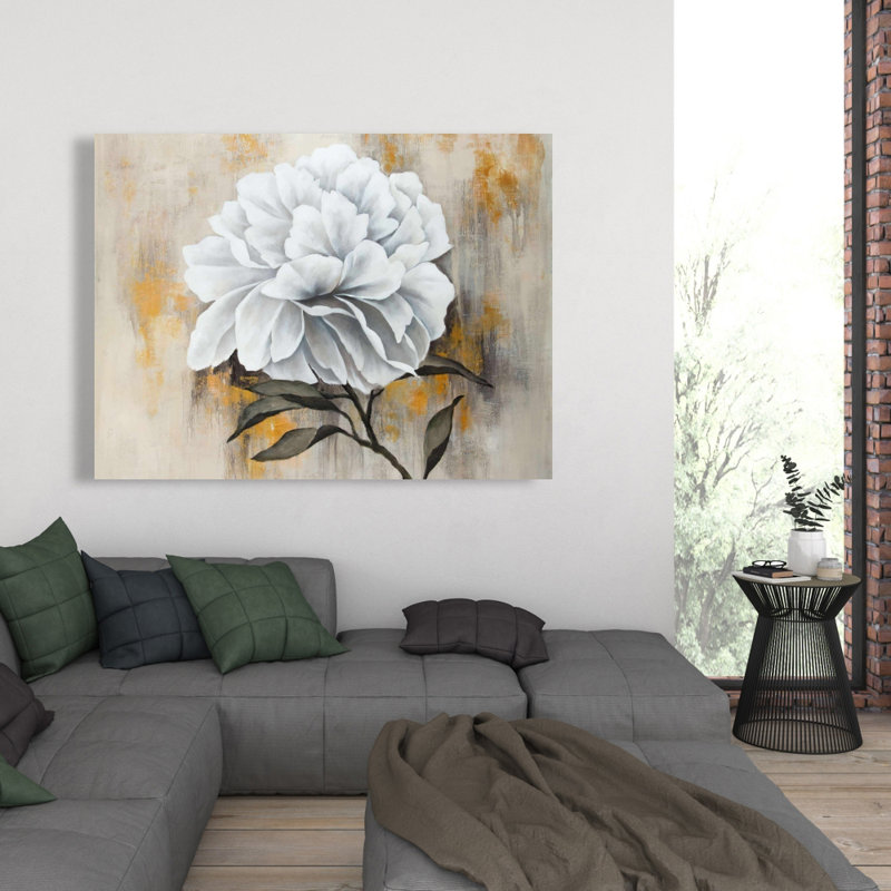 White Peony | Office Floral Canvas for Home Decor