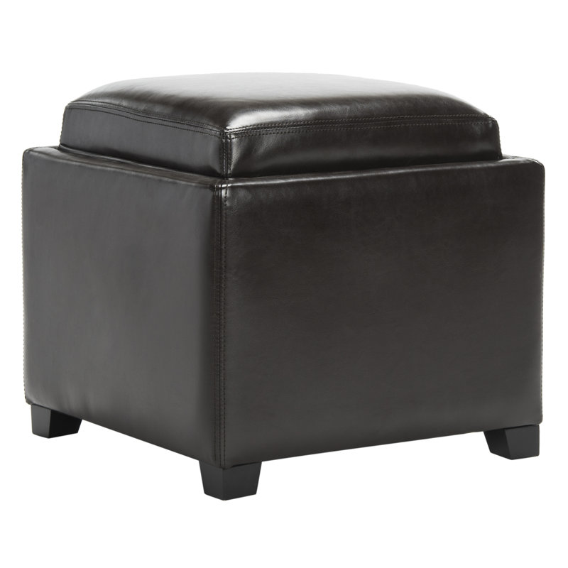 Alesea Upholstered Ottoman, Brown Faux Leather