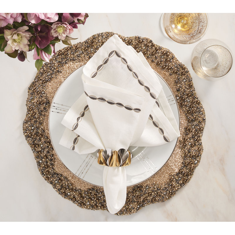 Swag Napkin, White/Gunmetal/Silver