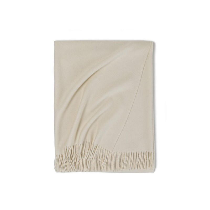Pure Cashmere Hand Woven Throw Blanket, Milk
