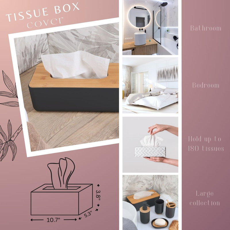Padang Tissue Box Cover, Black