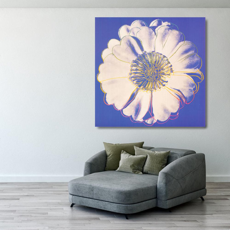 Fleur pour dôme Tacoma c. 1980 (bleu et blanc), H 28 po x l 28 po