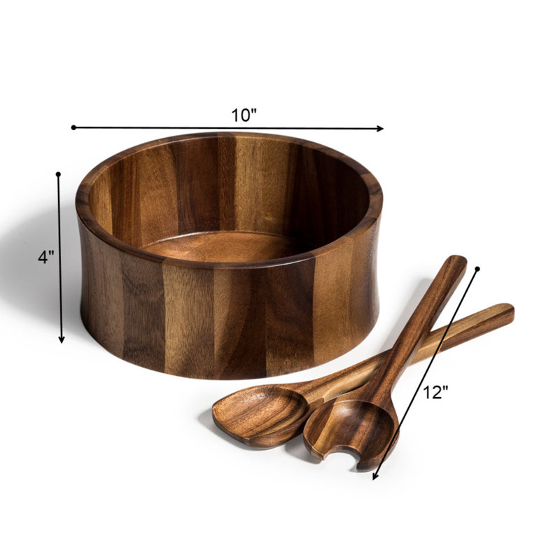 World Menagerie Kalmar Wood Salad Bowl, 4" H x 10" W x 10" D