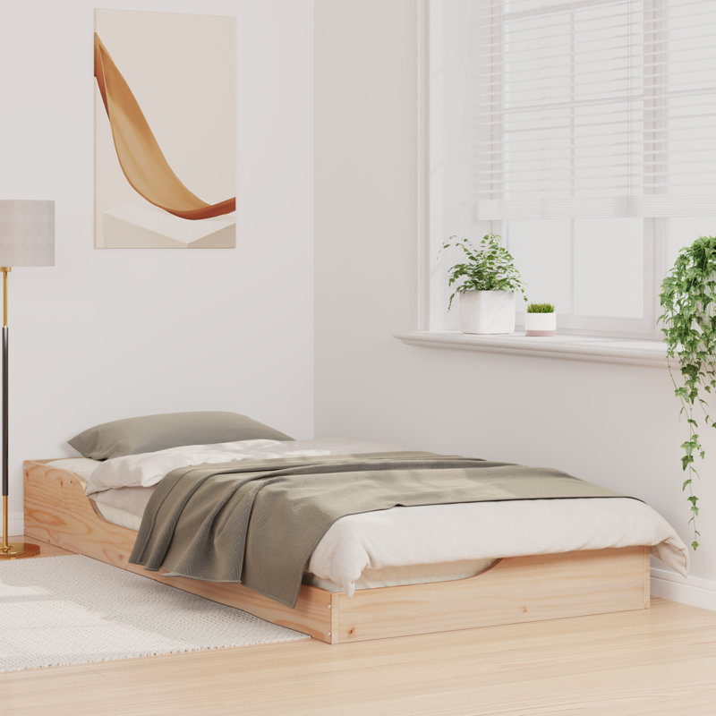 Floor Bed Frame Solid Pine Wood, Brown, 93.5cm x 203.5cm