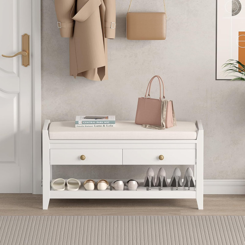 Walpurga Han 2-in-1 Entryway Shoe Storage Bench with Drawers, White