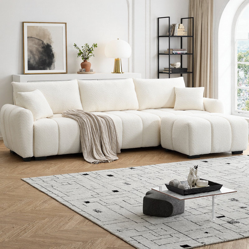 Canapé modulaire en forme de L de LoopLux, Crème Boucle