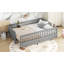 Lit plateforme simple TG avec garde-corps, peut être converti en un grand lit plateforme, cadre de lit en bois massif avec support à lattes de bois, aucun sommier nécessaire, assemblage facile, gris-161831814-161831809