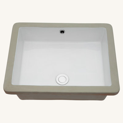 20"X15.5" White Ceramic Rectangular Undermount Bathroom Sink With Overflow
