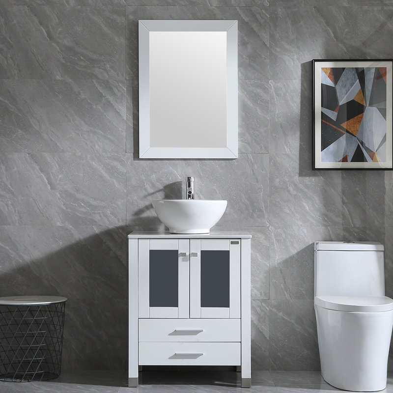 Ensemble de meuble-lavabo simple 24,8 po avec miroir Molti, Noir