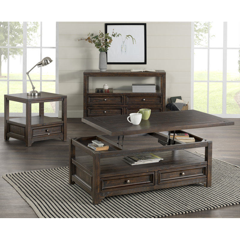 Table de bout en bois massif avec rangement Atlai