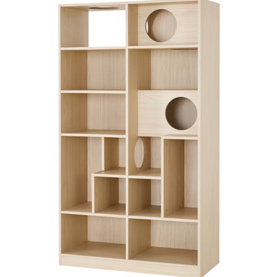 Organisateur de tablettes pour chat de style meuble pour la maison et panneau de particules, 63,46 po Grand, 36,44 po de profondeur, 15,62 po de large, bibliothèque pour amoureux de la maison: profondeur, largeur, hauteur, moments heureux du chat