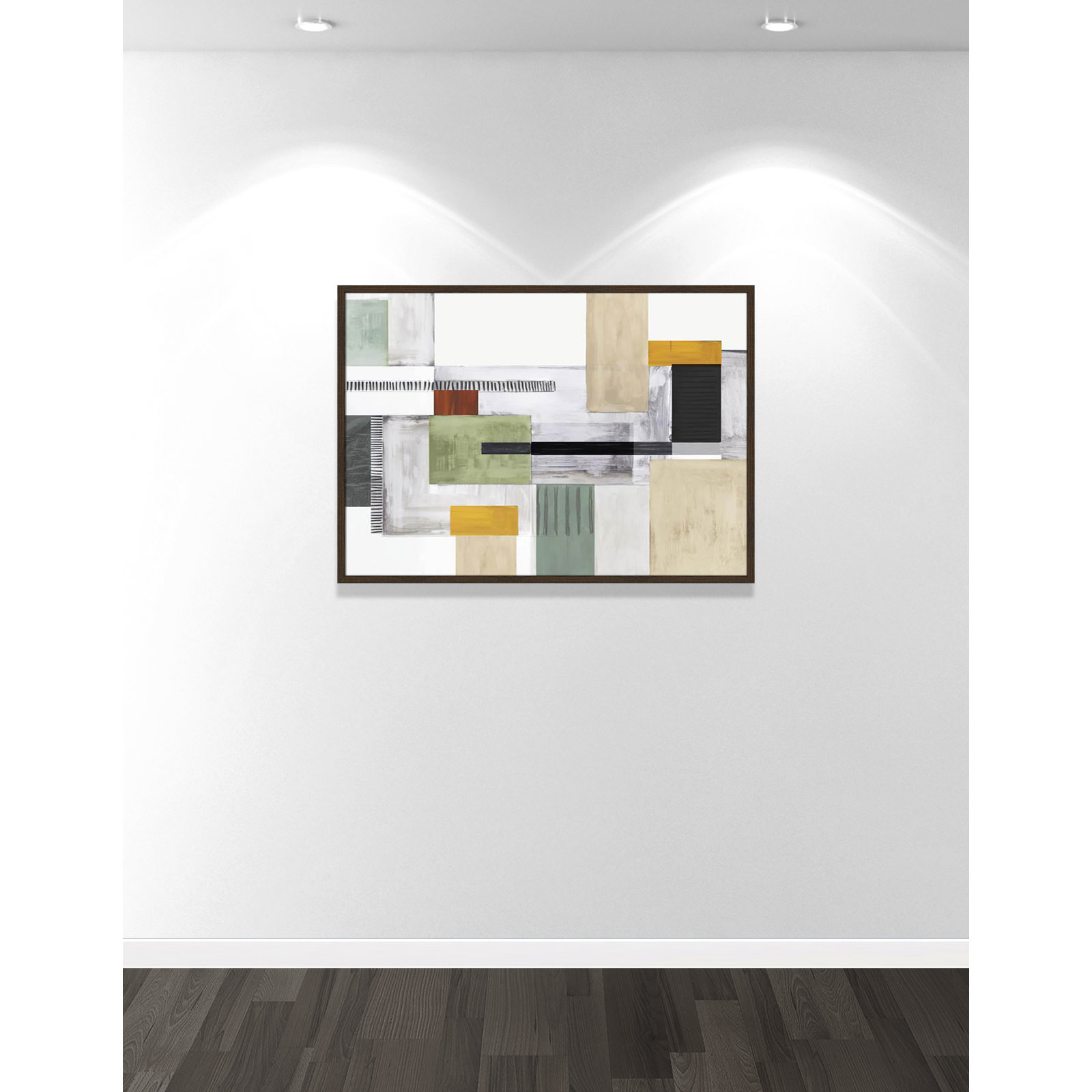 Playful Blocks Print by Tom Reeves, 29.5" H x 41.5" W x 0.75" D, Walnut Slim Picture Framed, No Mat