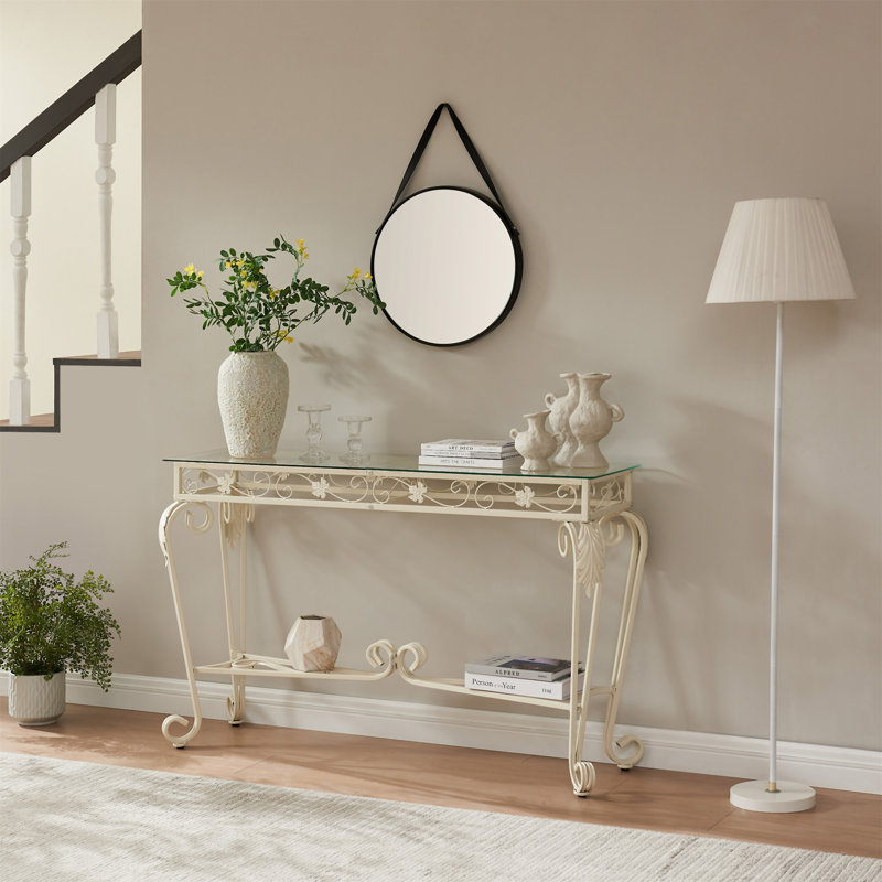 Table en métal et verre de style moderne pour l'entrée, White