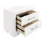 Table de chevet rectangulaire blanche à 2 tiroirs avec poignées en métal, chambre à coucher pour garder les choses propres, esthétique propre et moderne, poignées de bar de 23 po x 15 po, organisateur, look classique, mélange de bois massif, 15 profondeurs