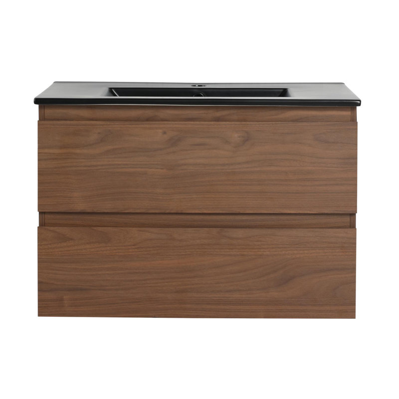 Meuble-lavabo avec plateau Alyshea, Chêne brun