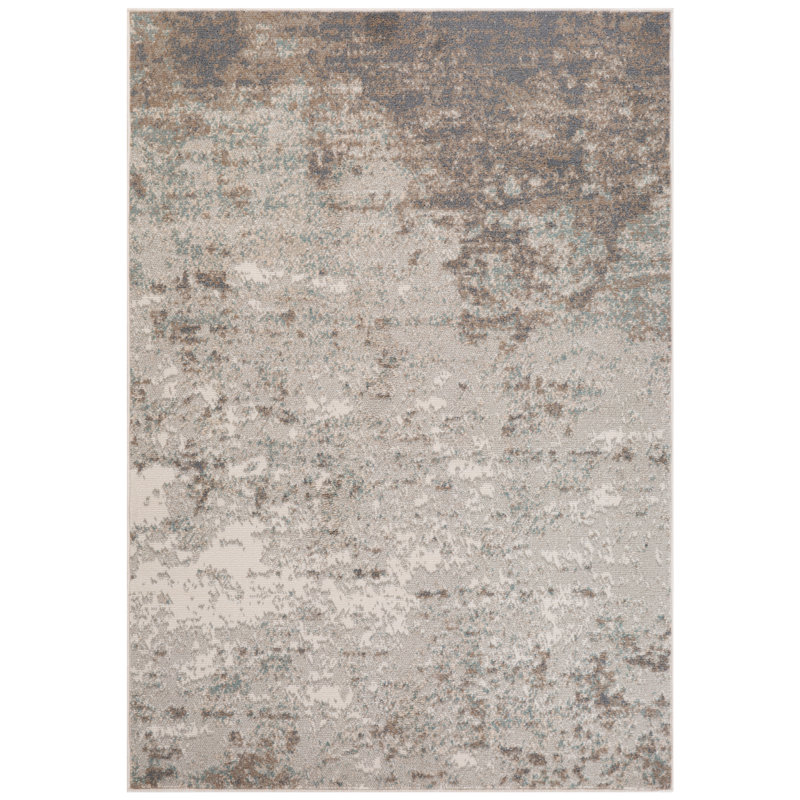 Tapis bleu / beige Nemohe, Rectangle 1 pi 10 po x 2 pi 11 po
