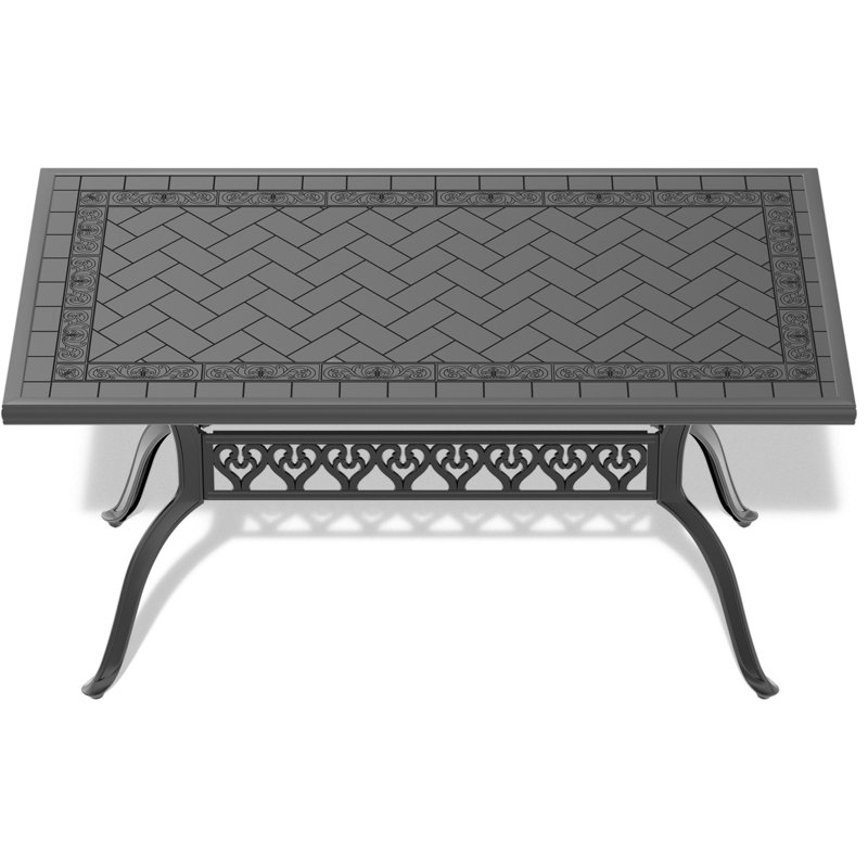 Ensemble de salle à manger en fonte d'aluminium à l'épreuve des intempéries 5, disposition, structure noire, savoir-faire et fabrication fine, confort d'assise ergonomique, patin antidérapant, instructions d'assemblage simples
