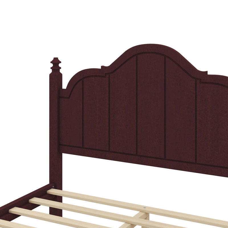 Structure de lit double avec tête de lit, structure de lit en bois antique, Espresso