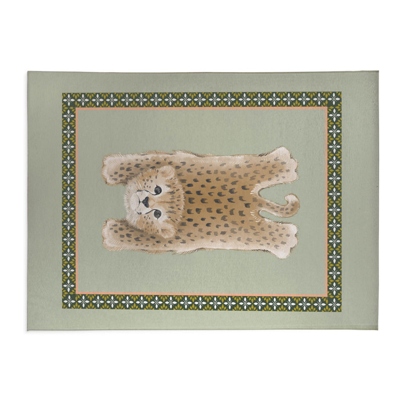 Lil Lying Leopard Indoor Doormat, Sage, 24" W x 36" L