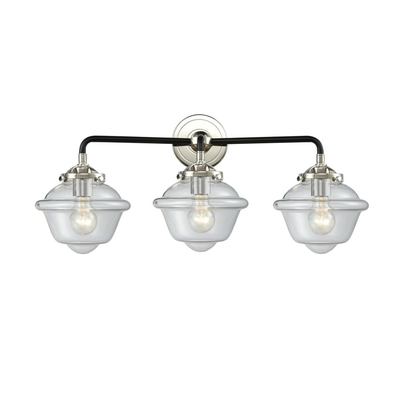 Éclairage pour salle de bain 3 lumières Baptiste, Nickel poli noir, DEL, Transparent