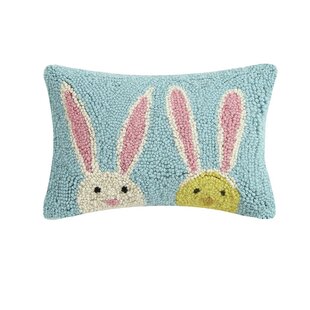 Wool Hooked Rabbit Pillow