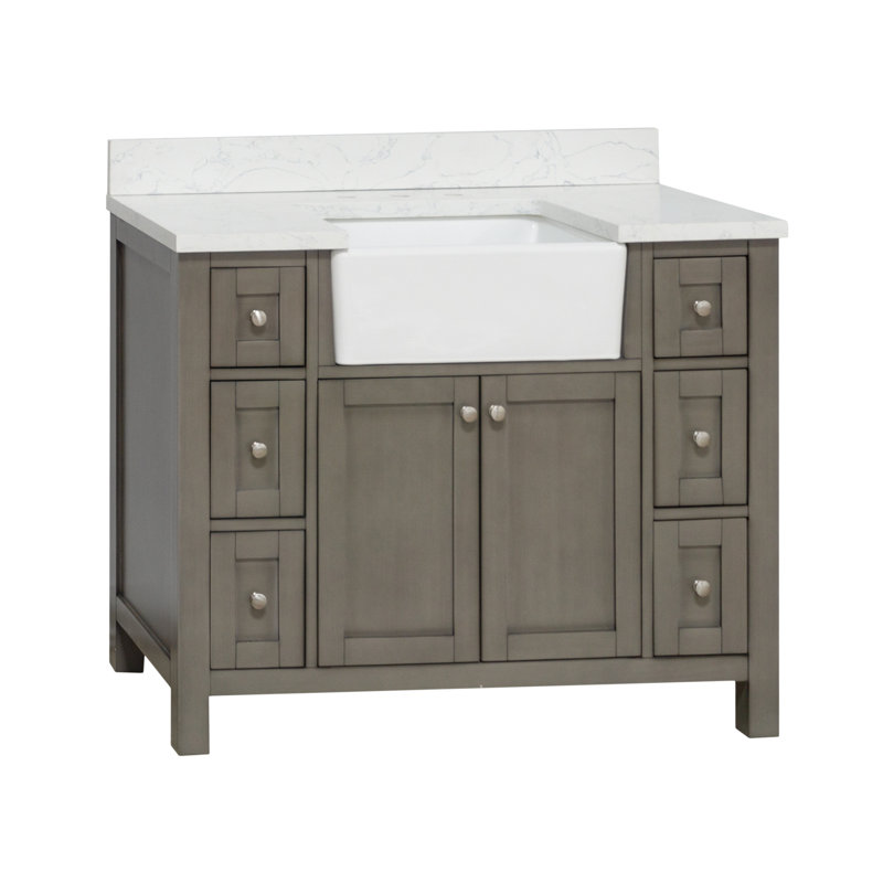 Meuble-lavabo simple l 42 po Yorkshire, Gris patiné