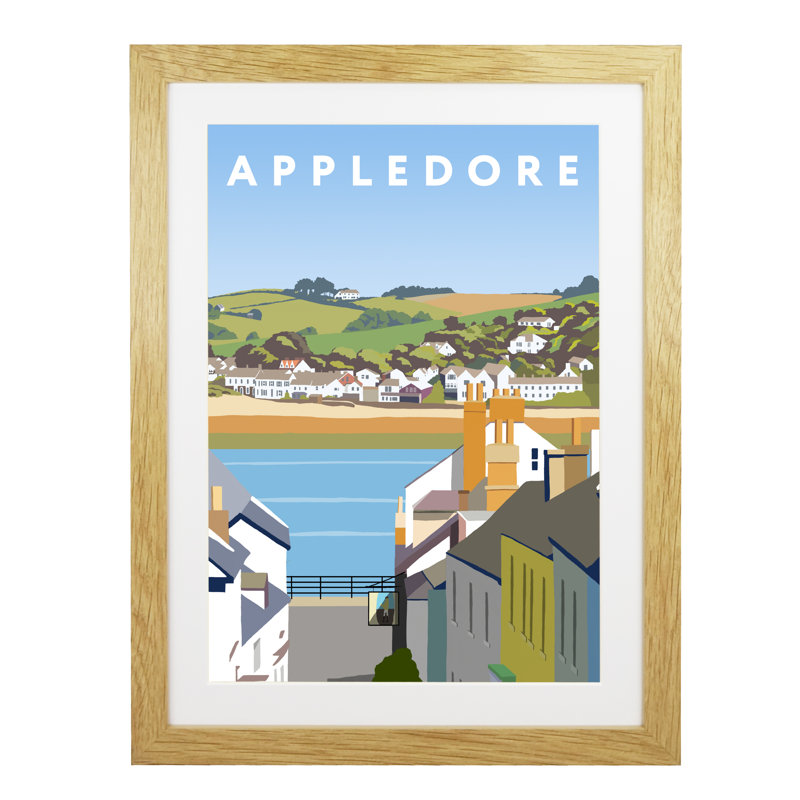 Appledore by Richard O'Neil - Print, Oak Wood Frame, 54 cm H x 44 cm W x 2.2 cm D