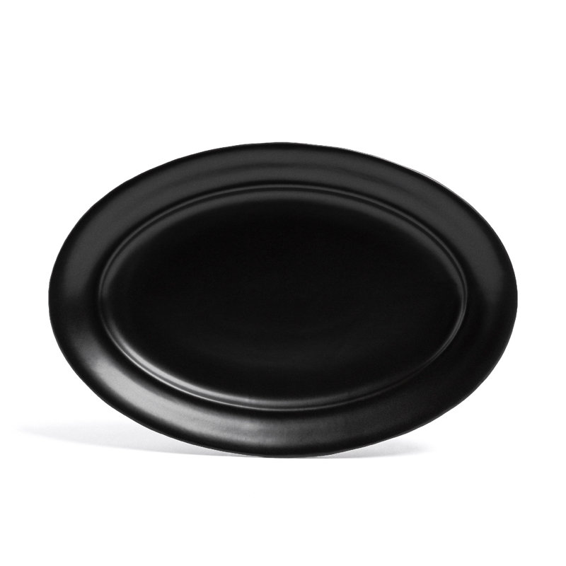 Over&Back Rimmed Oval Serving Platter, Black