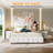 Full Size Boucle Bed Frame Upholstered Bed Frame with Adjustable Headboard, Solid Wood Slats Support, No Box Spring Needed, Easy Assembly-530724658-530724621