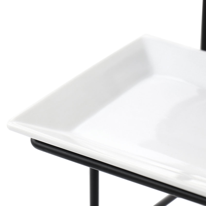 Ebern Designs 3 Tier Rectangular Plate Porcelain Serveware Set