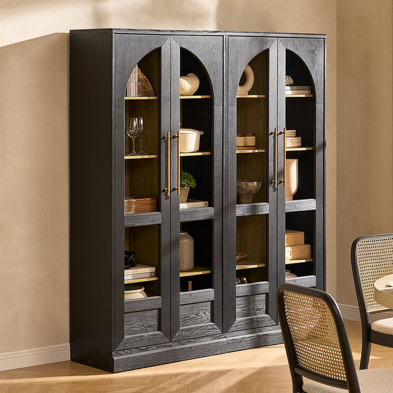 Latitude Run® Mahfuza Arched Tall Display Cabinet, Black