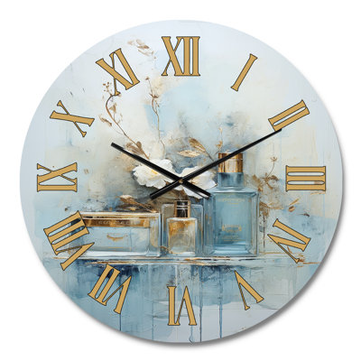 Blue Minimalism Bathroom Toiletries - Toiletries Golden Face Wall Clock