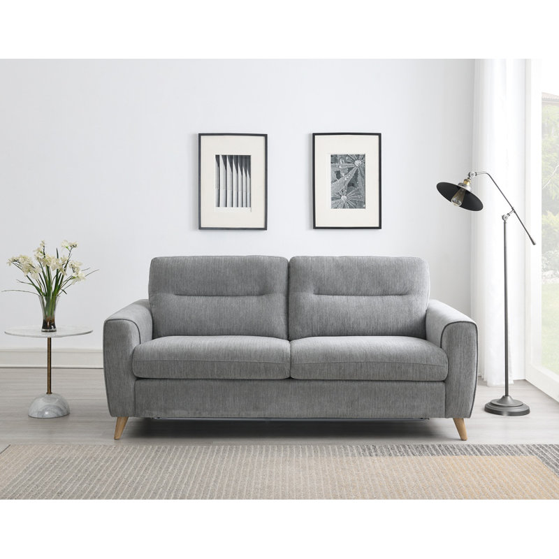2 Seater Textured Fabric Sofa Bed, Grey