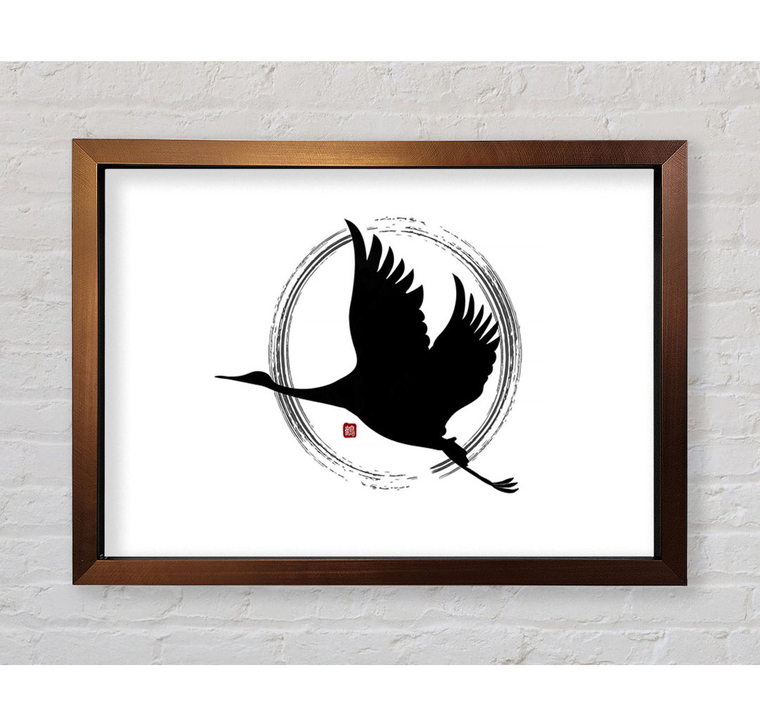 Gerahmtes Wandbild Japanese Crane 3