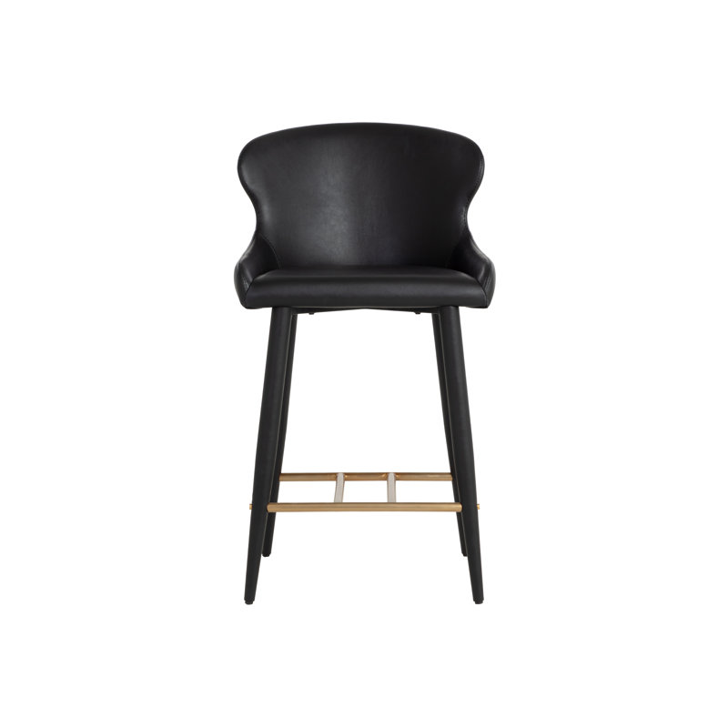 EVORA Upholstered Stool with Metal Frame, Black, Counter Stool (26” Seat Height)