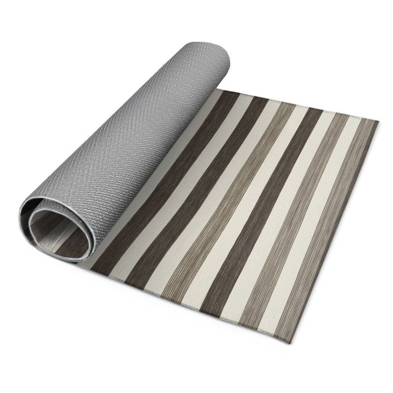 Tapis intérieur / extérieur blanc HorizontalStripes, Rectangulaire 3 pi x 5 pi