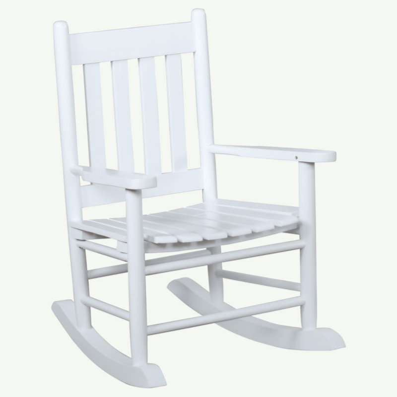 Chaise berçante à dossier à lattes pour jeunes, Blanc