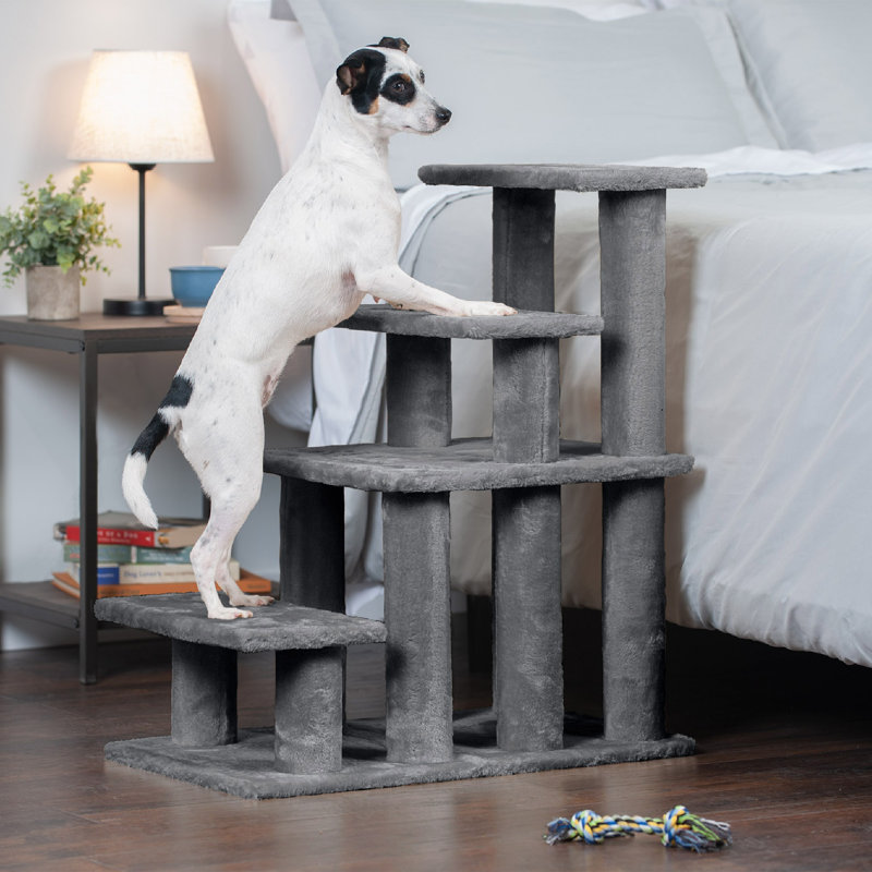 Stairs With 4 Steps, 29" H x 23.63" W x 15.75" D, Gray