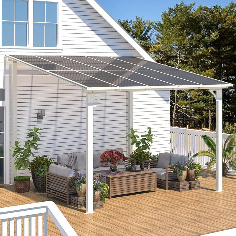 Aluminum Pergola with Canopy, White, 304.8cm x 304.8cm