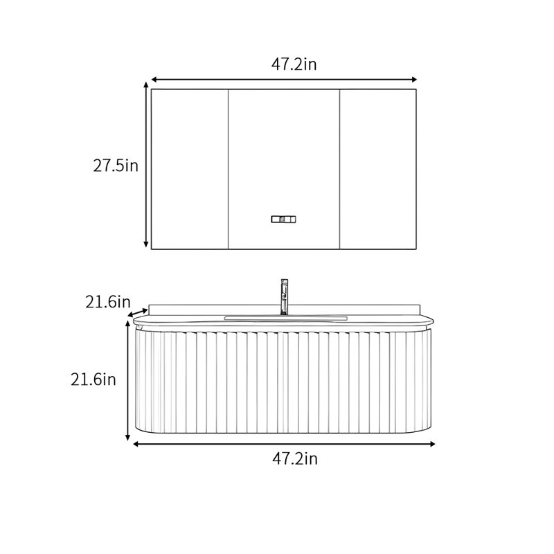 Simple modern style bathroom cabinet, 21.6" H x 47.2" W x 21.6" D