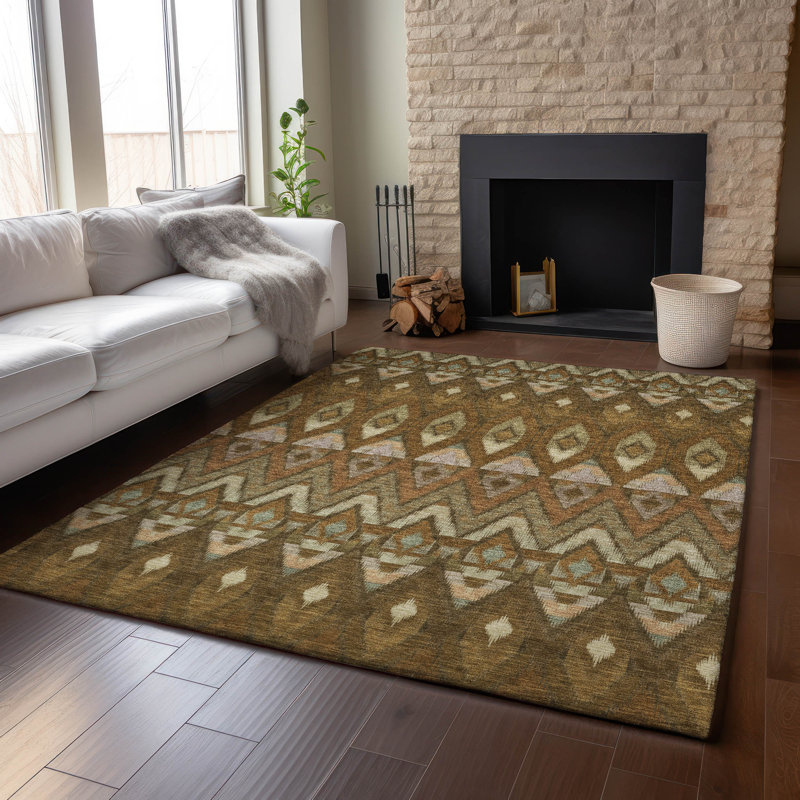 Premium Machine Washable Cerrito Brown Rug, Rectangle 8' x 10'