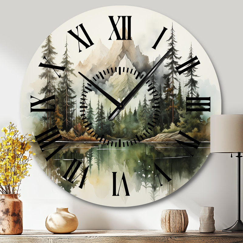 Horloge murale Watercolor Mountain Dreamscape - Mountain, Grand