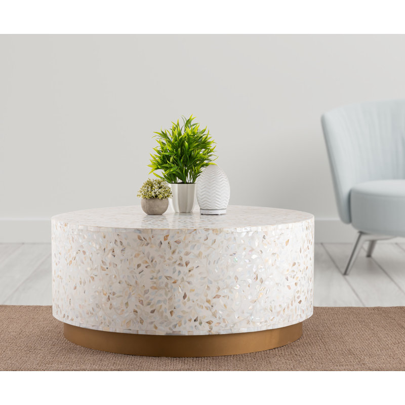 Sammie Solid Handmade Coffee Table, Ivory