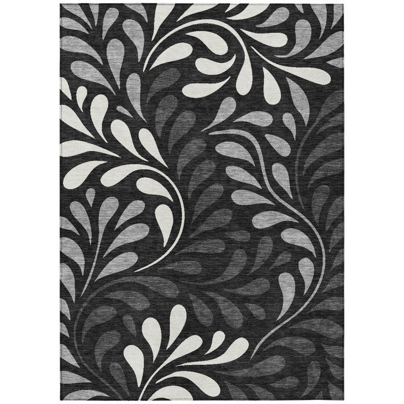 Machine Washable Indoor/Outdoor Lanphear ACN2411 Botanical Rug, Rectangle 2'6" x 3'10"