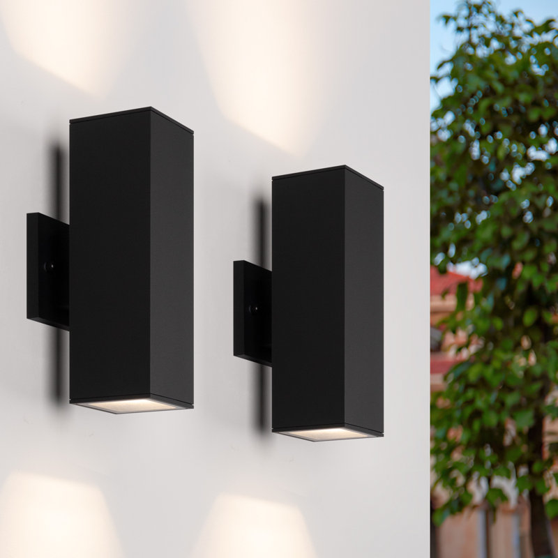 Alvisa Outdoor Wall Light in 2 Lights with Aluminum, Black, 13.78" H x 4.72" W x 6.69" D
